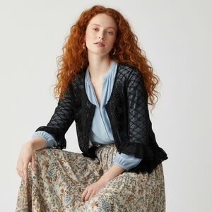 Pretty Angel Black Crochet Lace Floral Cardigan Size M